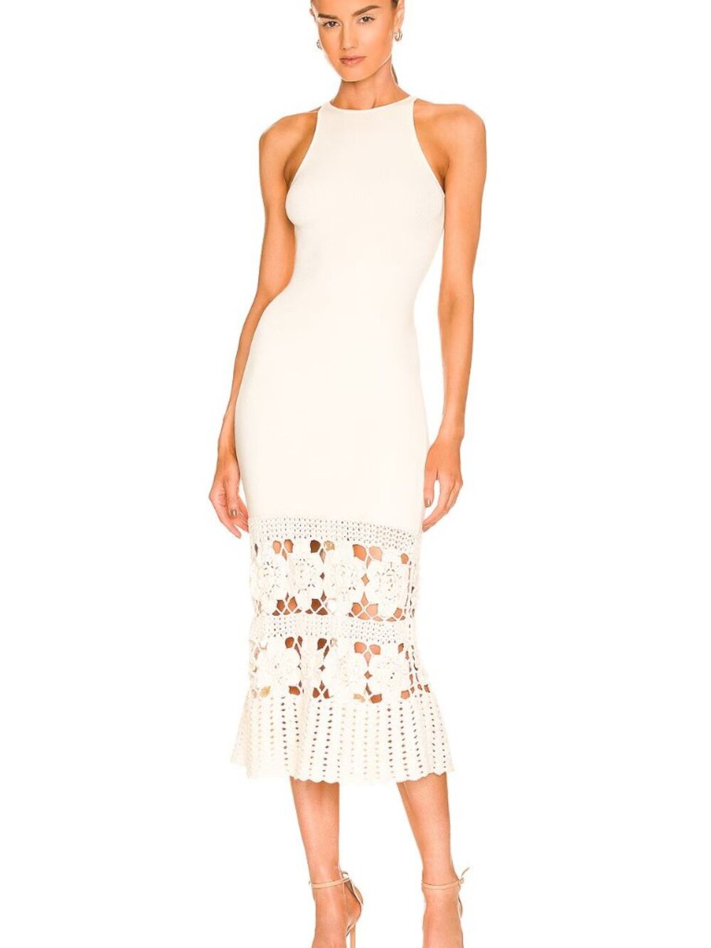 Finley Crochet Midi Dress Ivory Size Small